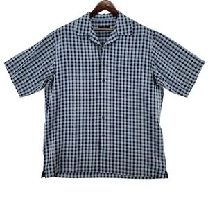 Bugatchi Uomo Mens XL Button Front Shirt Rayon Polyester Plaid Casual